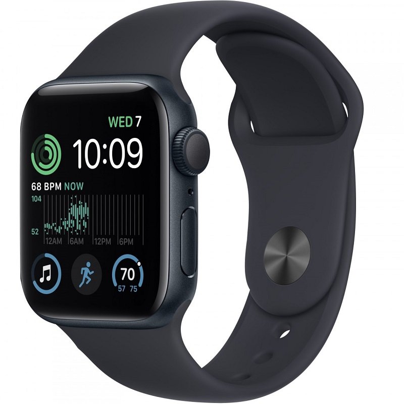 Часы Apple Watch SE2 GPS 44mm Aluminum Case with Sport Band (Серые/Ремешок черный силикон)