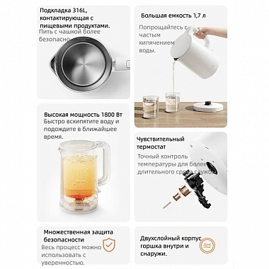 картинка Электрический чайник Mijia Smart Kettle 3 (MJDSH08YM) CN от Дисконт "Революция цен"